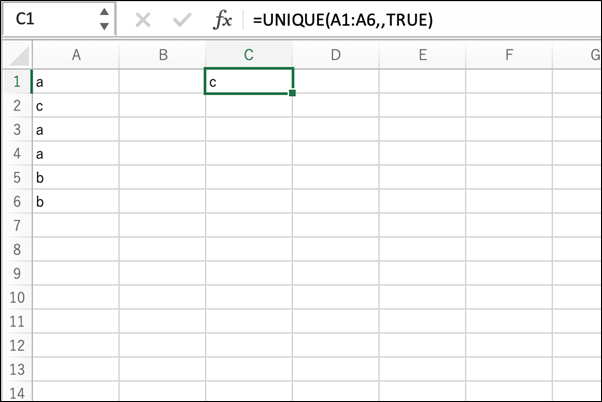 UNIQUE関数で超区のないデータを返す