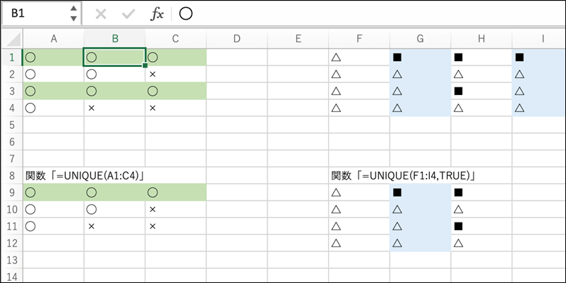 行の比較と列の比較の違い